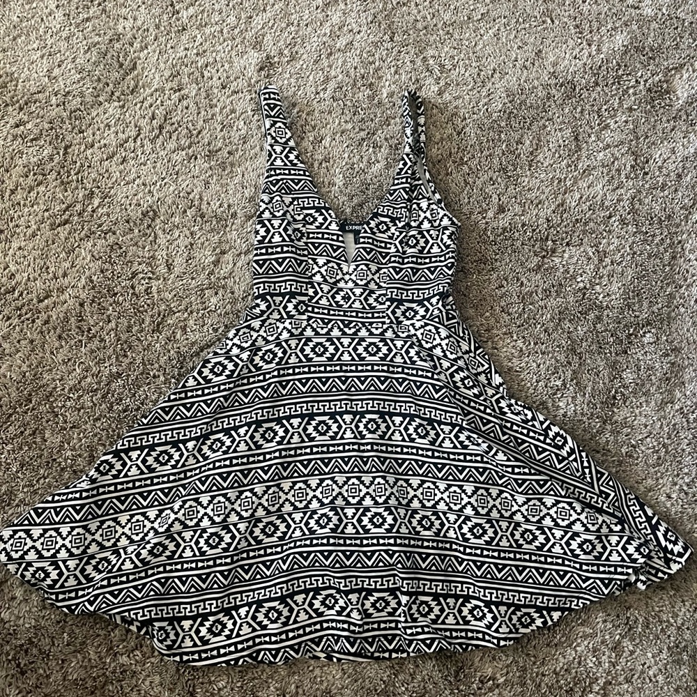 Express Black and White Tribal Print Mini Dress